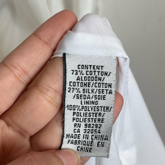 Tibi New York Silk-Cotton Blue Embroidered White Dress size 6 - Picture 10 of 11